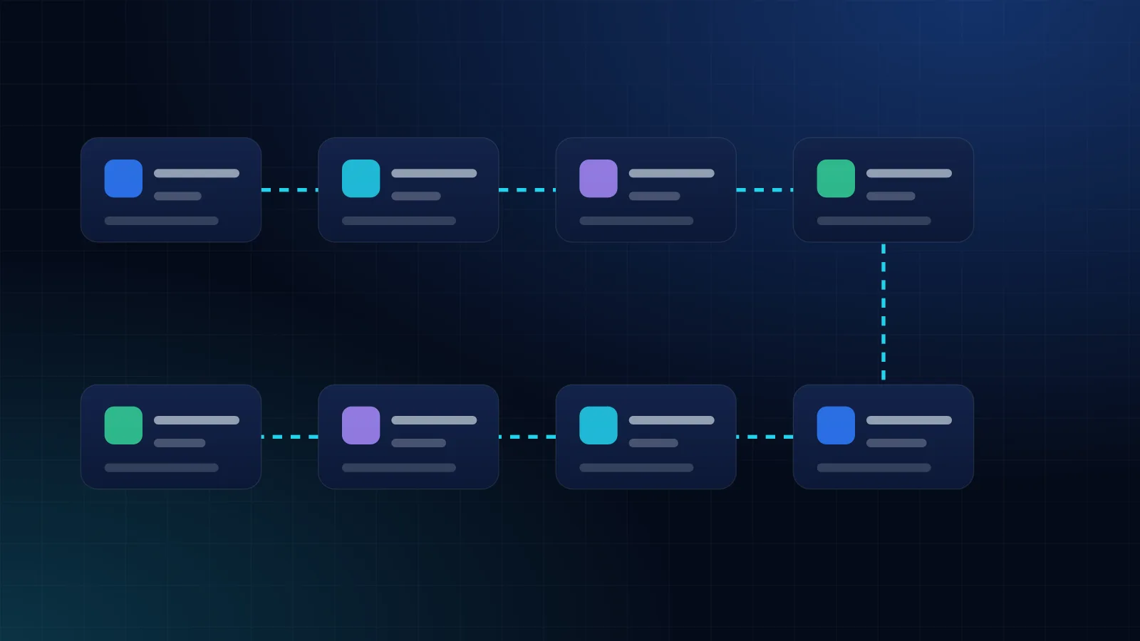 ERP workflow dashboard showing automated order-to-cash, approval queue, WhatsApp payment reminders and bank reconciliation status tiles