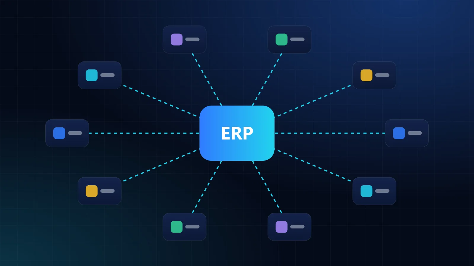 ERP integration hub dashboard connecting Tally, GST e-invoicing portal, bank feeds, payment gateway, WhatsApp, marketplaces and Power BI with sync status indicators